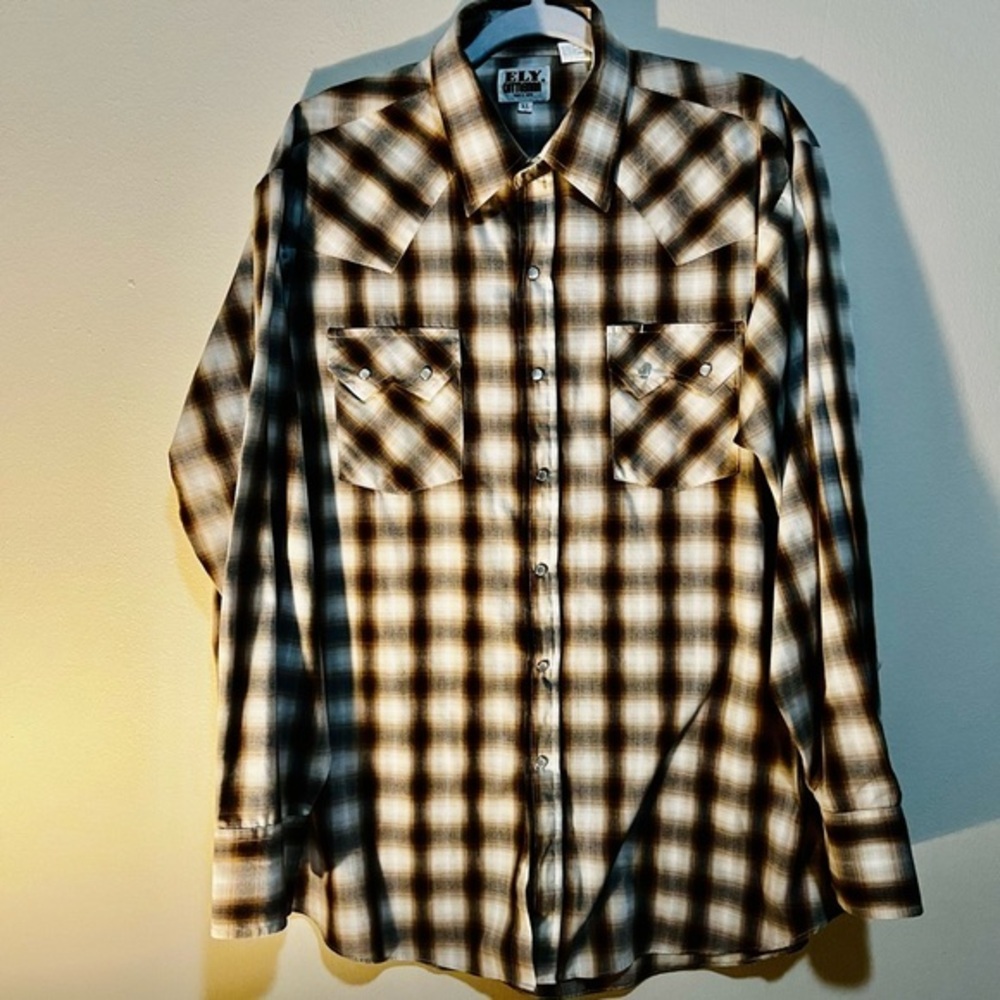 Men's Ely Cattleman Long Sleeve Plaid Western Snap Shirt XL